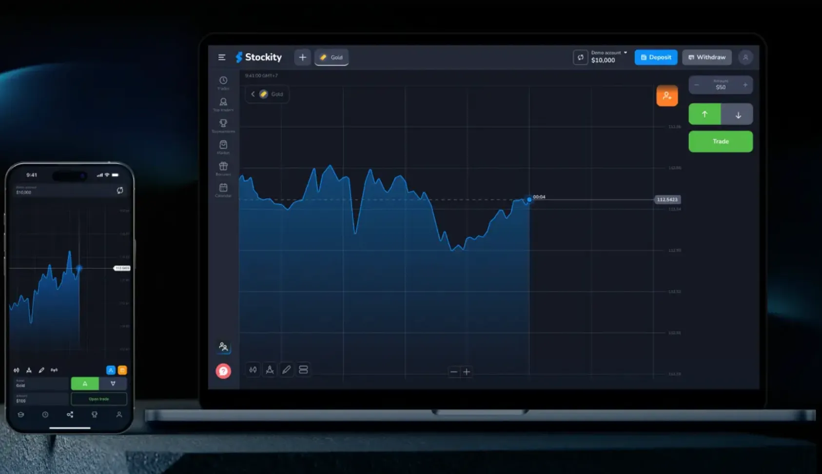 Preview of the Stockity trading platform interface